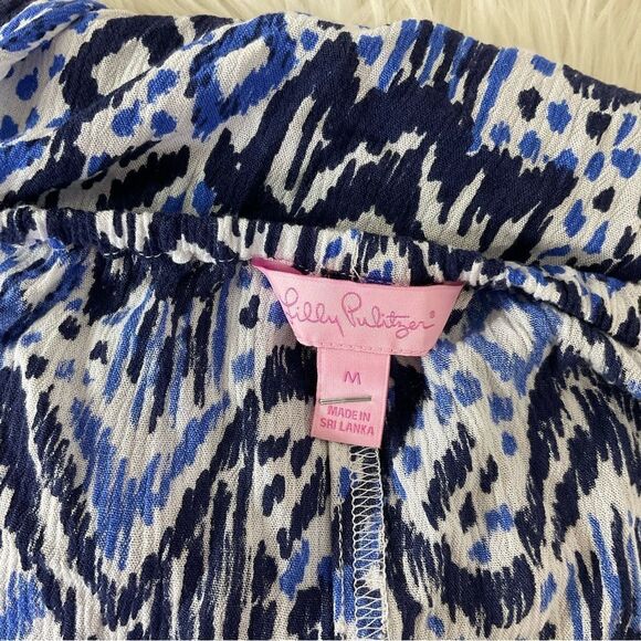 Lilly Pulitzer Delaney Blue Abstract Print Long Sleeves Off Shoulder Blouse M - Picture 9 of 10